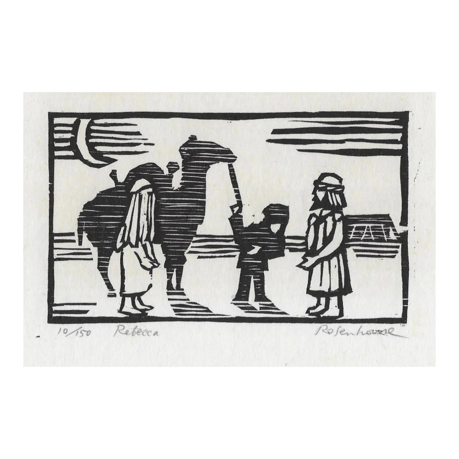 1966 Irwin Rosenhouse Rebecca Woodcut | Chairish