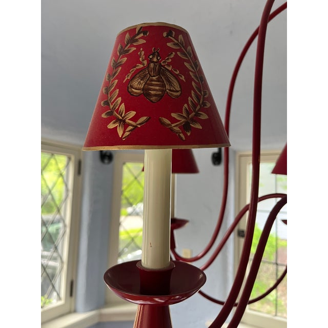 Ruby Red 1950s Jean Royère-Inspired Crimson 5-Light Chandelier For Sale - Image 8 of 8
