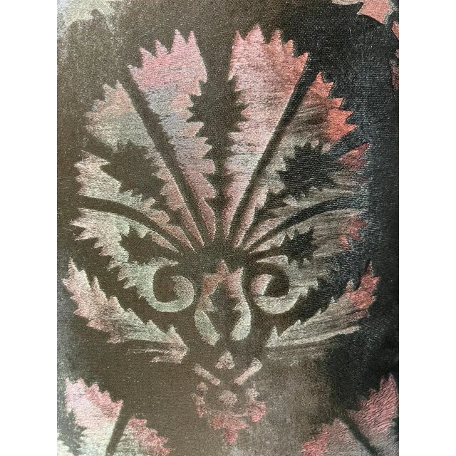 Late 20th Century Pair of Custom Nomi Textiles Velvet Stenciled Pillows For Sale - Image 5 of 6