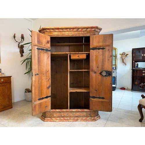 Baroque Hand-Painted Farmhouse Cupboard in Softwood For Sale - Image 4 of 16