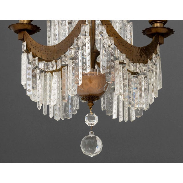 French Empire Style Brass and Crystal Chandelier For Sale - Image 10 of 11