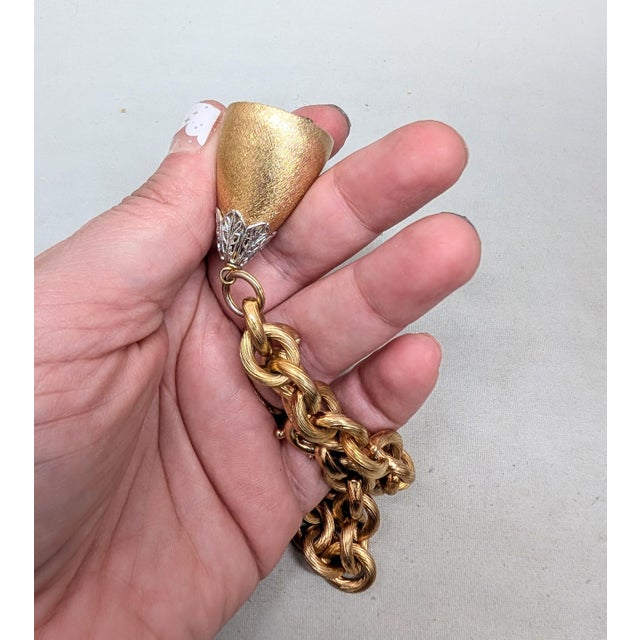 Gold Vintage 1970 Signed Napier Book Piece Goldtone "Wedding Bell" Charm Bracelet For Sale - Image 8 of 11