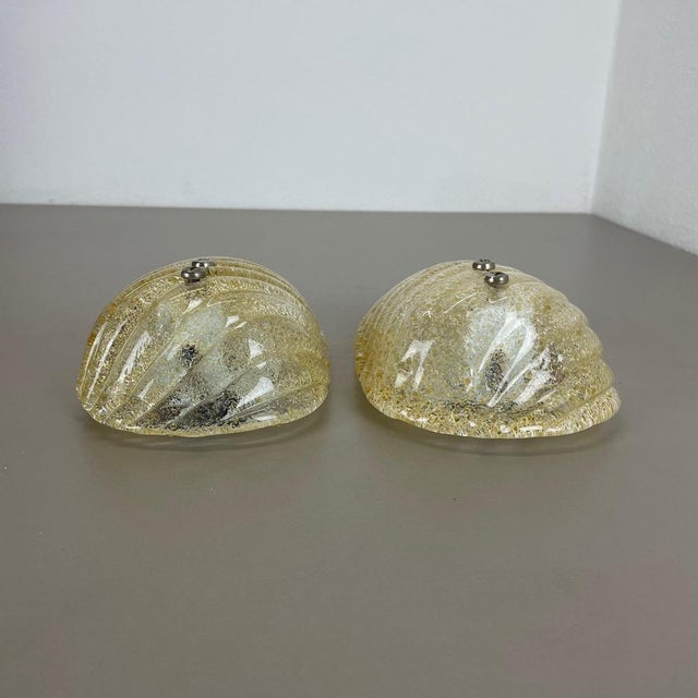Murano Gold Flake Ice Glass Wall Sconces, Germany, 1980s, Set of 2 For Sale - Image 14 of 18
