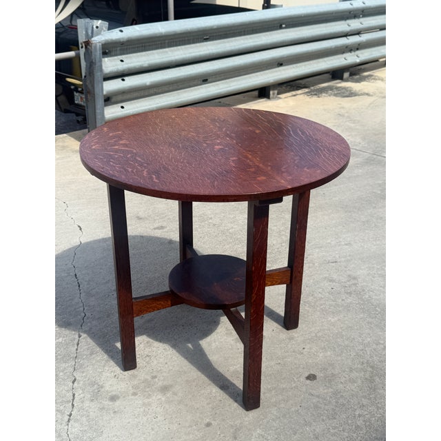 L& Jg Stickley Round Mission Oak Center Table For Sale - Image 10 of 12