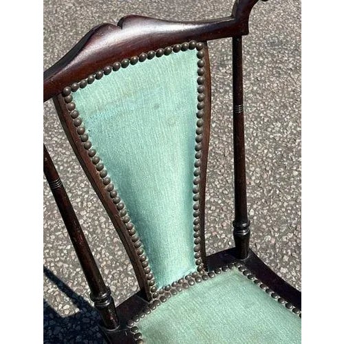 Turquoise Mahogany Side Chair For Sale - Image 5 of 7