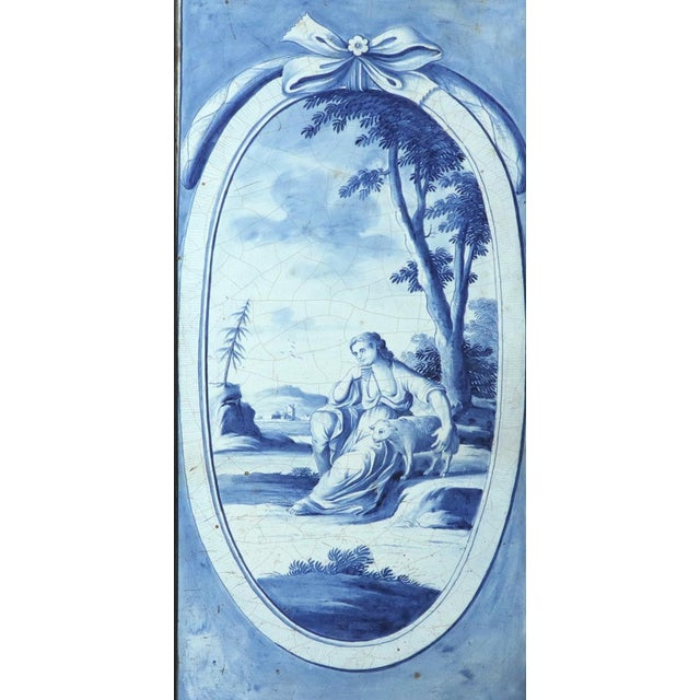 Blue German Tin-Glazed Earthenware Plaques With Bucolic Scenes, Nurnberg For Sale - Image 8 of 12