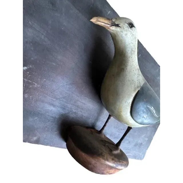 1900 American Folk Art Wood Carved Seagull on Board For Sale - Image 4 of 9