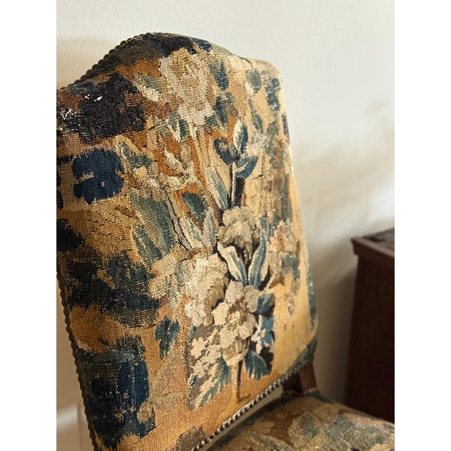 Pair of Two Antique 18th Century French Aubusson Tapestry Chairs For Sale In Denver - Image 6 of 13