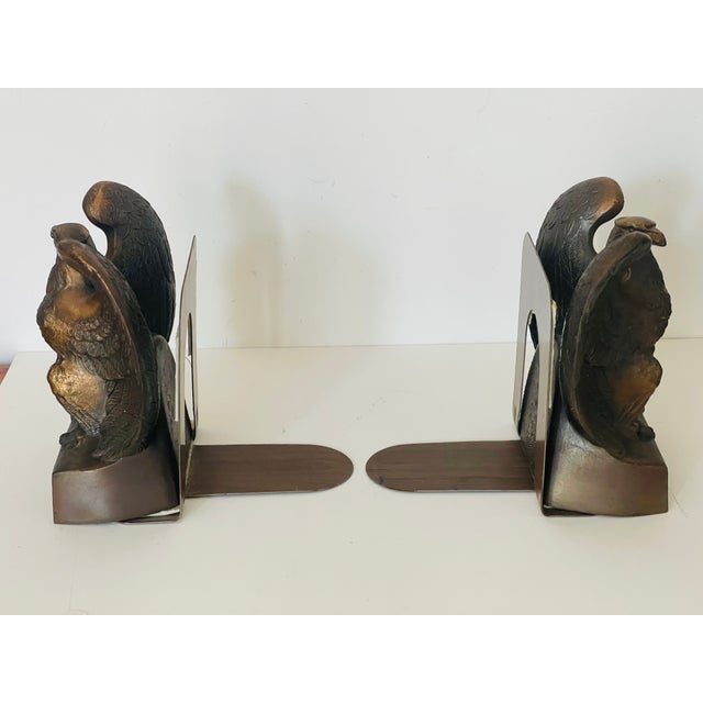 American Antique American Eagle Bronze Bookends Pair For Sale - Image 3 of 7