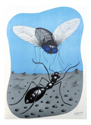 Félix Labisse, The Fly and the Ant, Original Lithograph