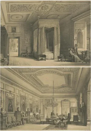 Hanhart, Illustrations of Warwick Castle, 1850s, Prints, Set of 2