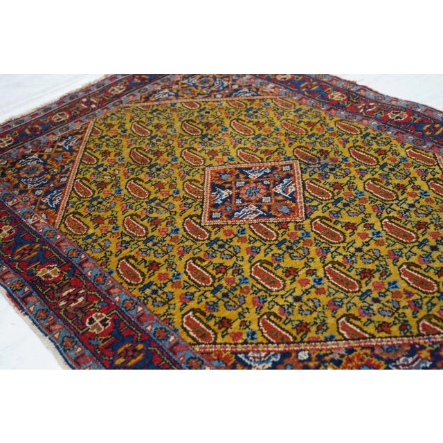 Yellow Antique Senneh Rug 2'10'' x 3'10'' For Sale - Image 8 of 11