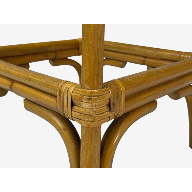 Dutch Modern, Bamboo, Green Leather, Three Barstools, Netherlands, 1970s For Sale - Image 11 of 13