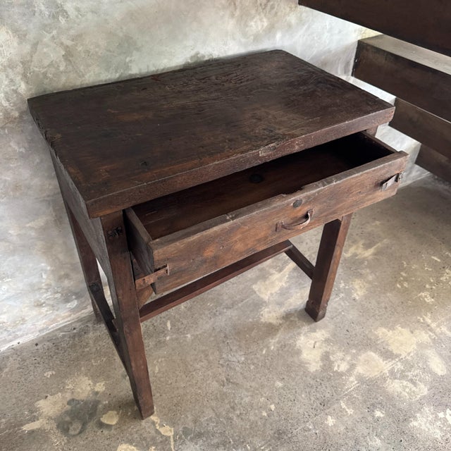 Brown Vintage Indonesian Teak Workshop Table, 1930s For Sale - Image 8 of 11