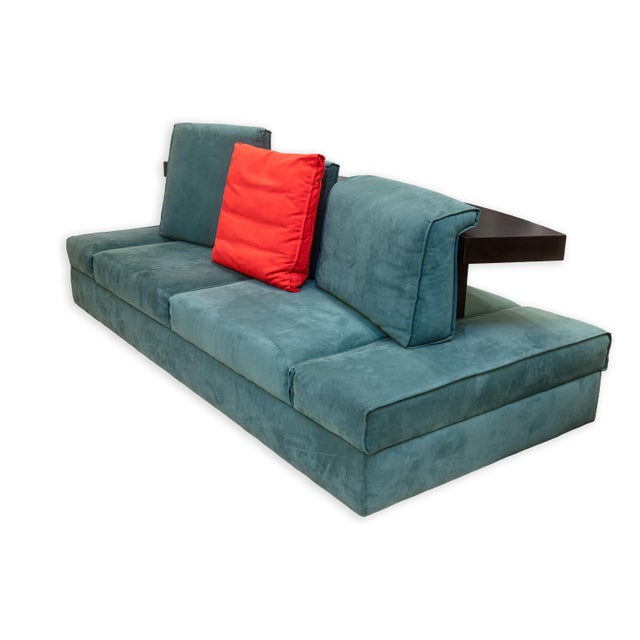 Blue Pair of Mauro Lipparini for Saporiti Italia Avedon Sofas 1980s Post Modern For Sale - Image 8 of 11