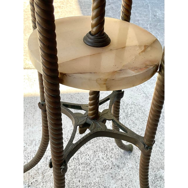 Vintage Greek Key Brass and Onyx Accent Table For Sale - Image 11 of 12