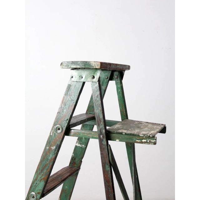 Vintage Green Painted Ladder For Sale - Image 10 of 13