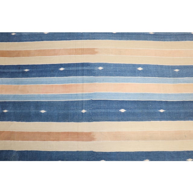 Zabihi Collection Indian Dhurrie Room Size Early 20th Century Rug - 10'5" x 14'7" For Sale - Image 10 of 10