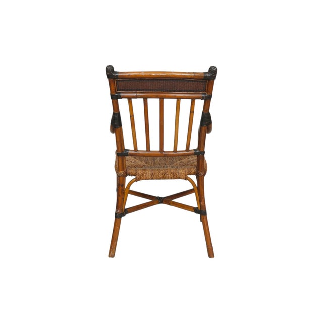 Late 20th Century Rush Seat Bamboo Dining Chairs, Set of 10 For Sale - Image 5 of 11