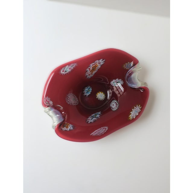 Mid-Century Modern Italian Murano Art Glass Bowl Red Burgundy, Circa Mid-20th C For Sale - Image 3 of 14