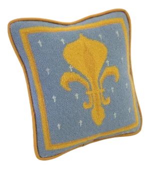 Vintage Fleur-De-Lis Petite Needlepoint Pillow