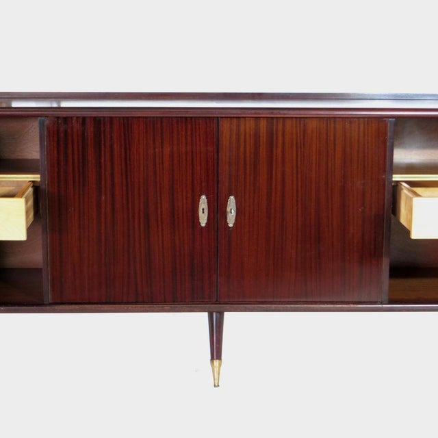 Vintage Art Deco Sideboard with Stylish Legs and Brass Elements, 1920s For Sale - Image 4 of 8