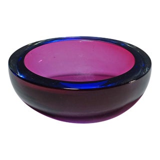 Archimede Seguso Geode Bowl in Blue, Murano Italy Ca. 1960s For Sale