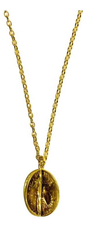 American Usa Vintage Dollar Coin Curb Link Yellow Gold Vermeil Sterling Silver C