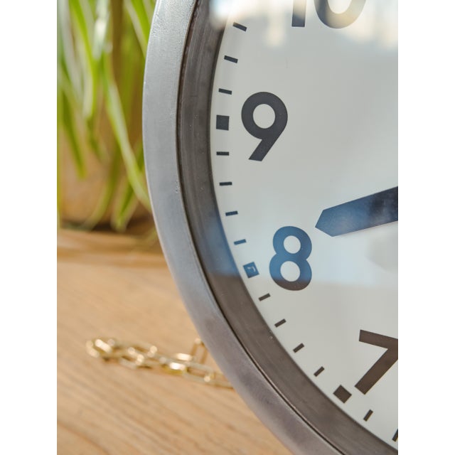 Metal Vintage French Station Clock, 1950s For Sale - Image 7 of 11