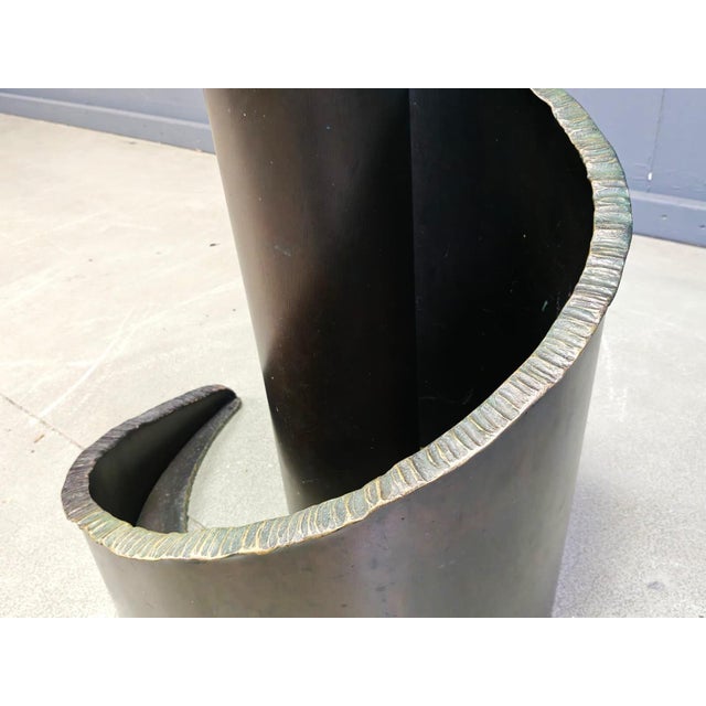 Brutalist Glass and Bronze Dining Table attributed to Barilone for Roche Bobois, 1990s For Sale - Image 13 of 16