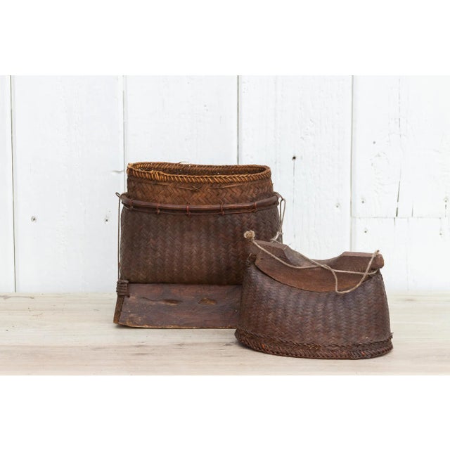 Vintage Rustic Finely Woven Thai Basket For Sale - Image 9 of 9