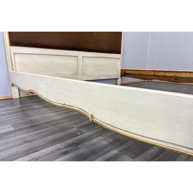 Vintage French Shabby Chic Upholstered King Size Bed Frame For Sale - Image 11 of 14