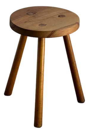 Vintage Danish Mid Century Modern Solid Wood Milking Stool Tripod Side Table
