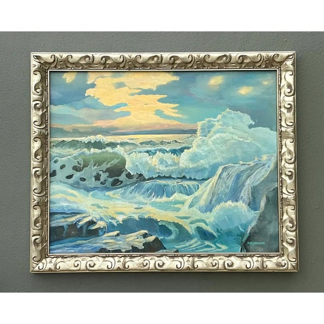 1960s Vintage Seascape Oil Painting on Canvas For Sale - Image 5 of 12
