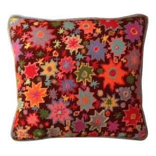 Needlepoint Floral Throw Pillow II For Sale