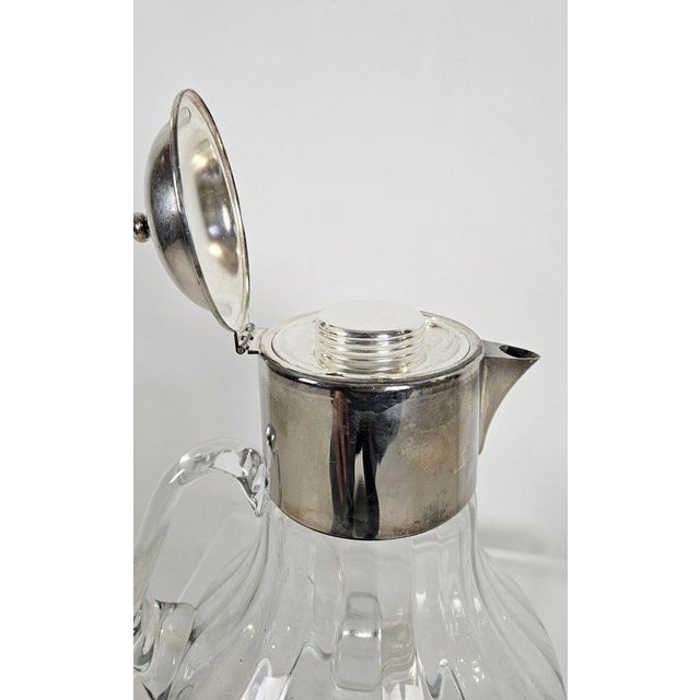 Italian Hand-Blown Glass and Silver-Plated Pitcher with Ice Insert, 1950s For Sale - Image 4 of 10