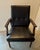 Mid-Century Modern Mid-20th Century Black, Button-Tufted, Faux Leather Accent Chair With Wooden Legs & Arms - Vintage Charm! For Sale - Image 3 of 15