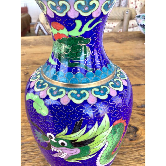 1960s Vintage Cloisonne Dragon Vase For Sale - Image 9 of 12