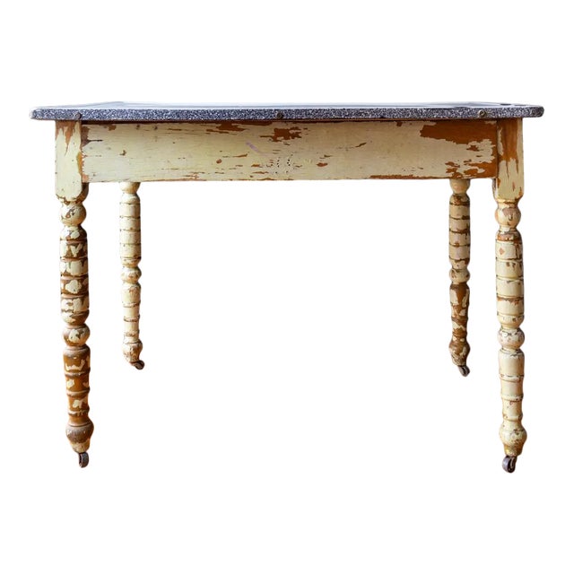 Antique Rustic Green Enamel Top Bakers Table Chairish