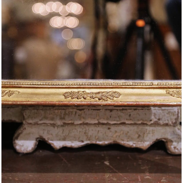 18th Century French Louis XVI Provencal Giltwood Mirror With Lyre Crest For Sale In Dallas - Image 6 of 7
