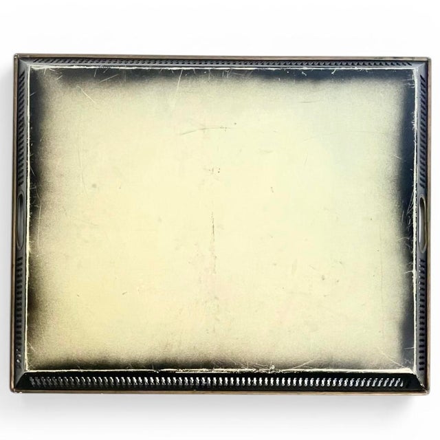 Metal Black & Gold Tole Tray – Hollywood Regency Hunt Scene, Fornasetti Style, Large Decorative Tray For Sale - Image 7 of 10