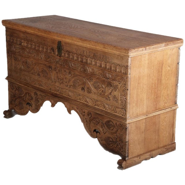 Baroque Antique Baroque Chest in Oak, 1784 For Sale - Image 3 of 18