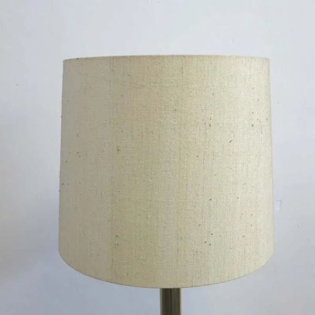 Brass Floor Lamp with Fabric Shade, 1960s For Sale - Image 4 of 7