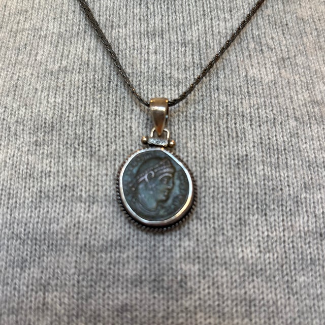 Antique Pendant With Roman Coin With Rope Setting For Sale - Image 9 of 9