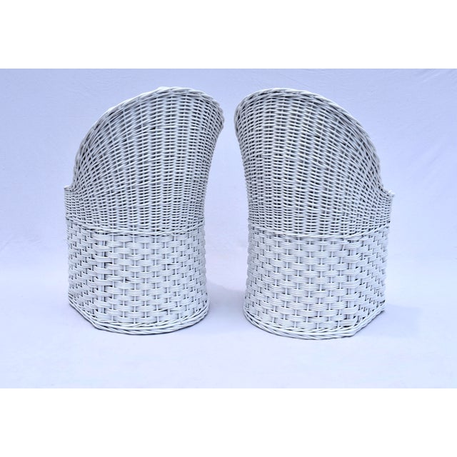 White Vintage Braided Rattan Wicker Works Chairs For Sale - Image 8 of 11