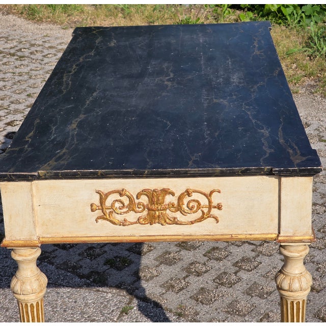 Louis XVI Empire Style Lacquered and Gilded Console Table, 1900 For Sale - Image 6 of 13