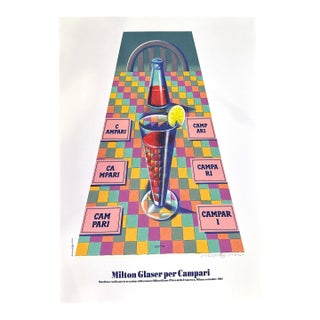 Campari by Milton Glaser Signed on Arches Paper Original Vintage Poster For Sale