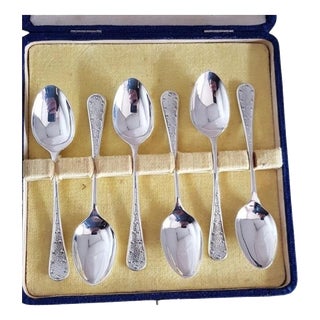 Vintage Sterling Silver Tea and Coffee Spoons by W & Co. Ltd, Sheffield, 1931, Set of 6 For Sale