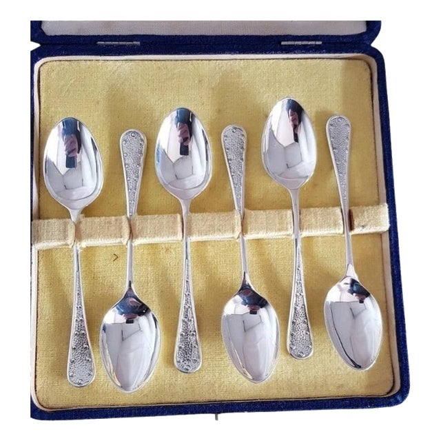 Vintage Sterling Silver Tea and Coffee Spoons by W & Co. Ltd, Sheffield, 1931, Set of 6 For Sale