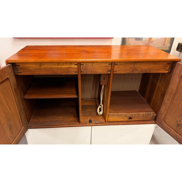 Stunning 1970’s Craft Made Studio Walnut Floating Stereo Cabinet For Sale - Image 17 of 18